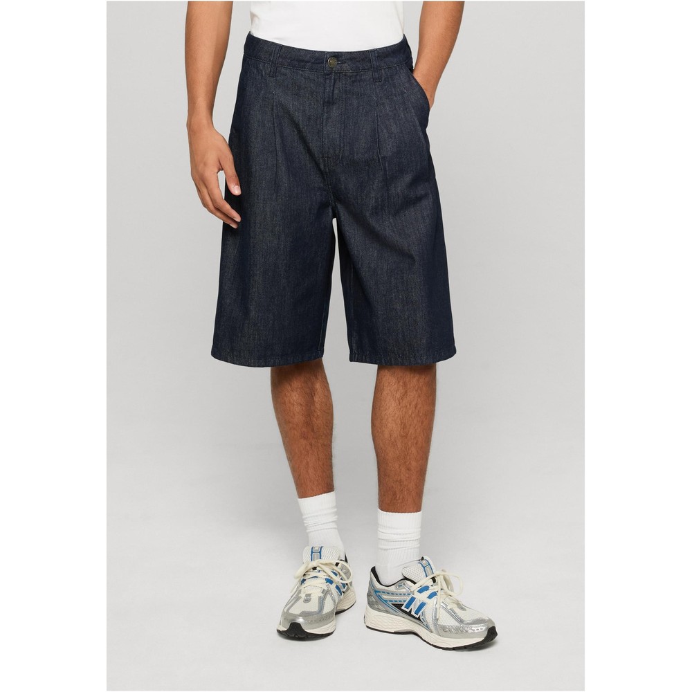 Urban Classics - Pleated Denim Pantalon court - Bleu